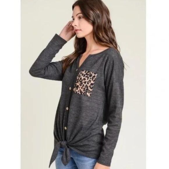 GRAY Waffle Knit Self Tie Sizes S-M-L - Picture 4 of 7